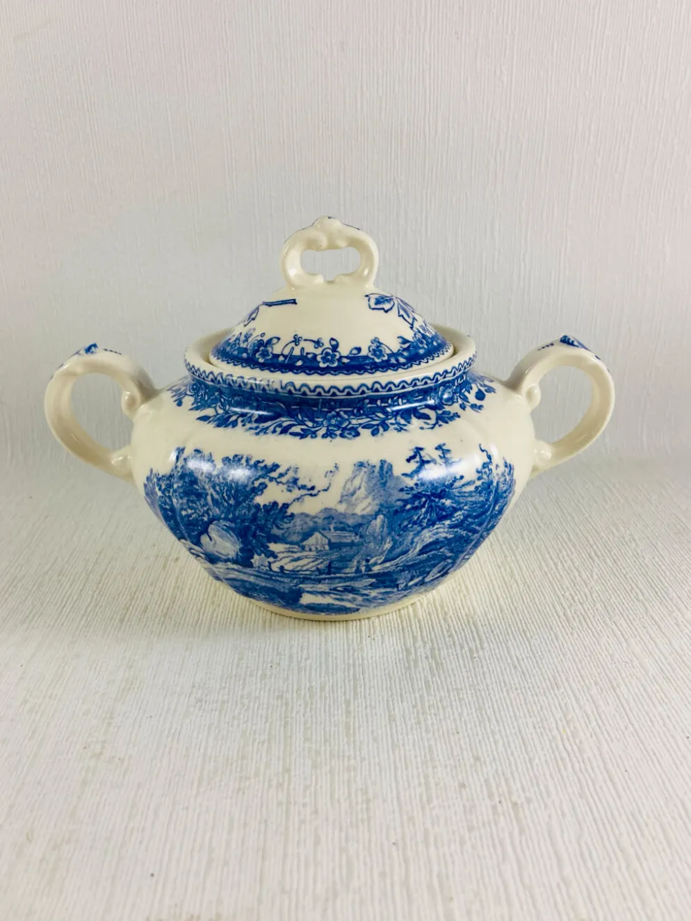 Sucrier Couvert Villeroy et Boch Mettlach Burgenland bleu