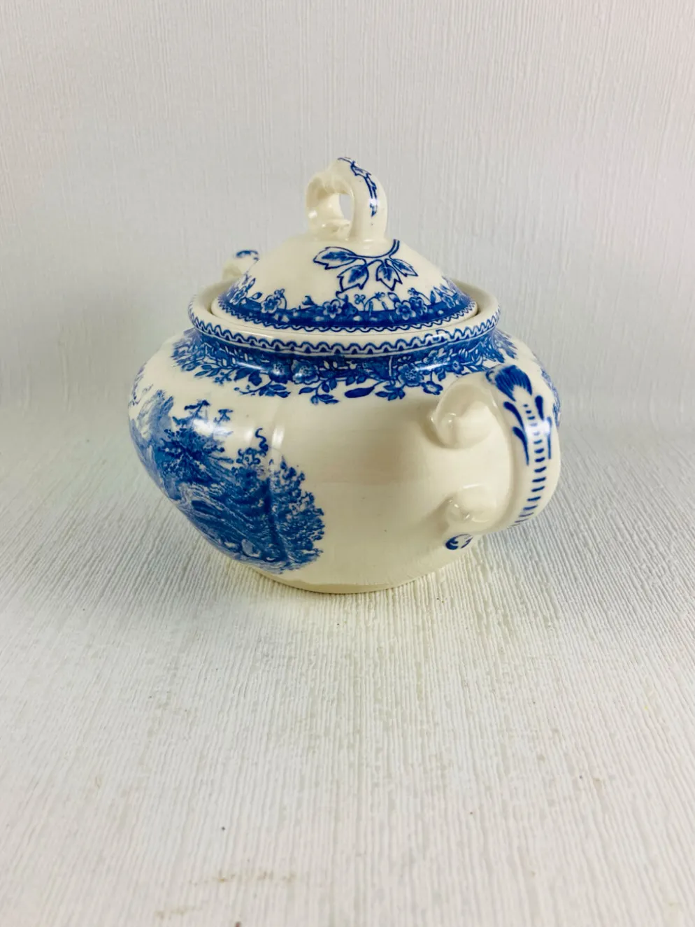Sucrier Couvert Villeroy et Boch Mettlach Burgenland bleu