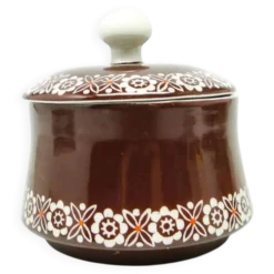 Sucrier, céramique bordeaux, Wałbrzych, Pologne, années 1960