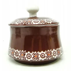 Sucrier, céramique bordeaux, Wałbrzych, Pologne, années 1960