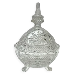 sucrier en cristal taillé avec couvercle Motif Pinwheel bonbonnière cristal