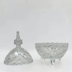 sucrier en cristal taillé avec couvercle Motif Pinwheel bonbonnière cristal