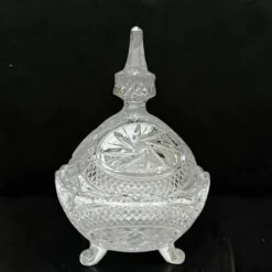 sucrier en cristal taillé avec couvercle Motif Pinwheel bonbonnière cristal