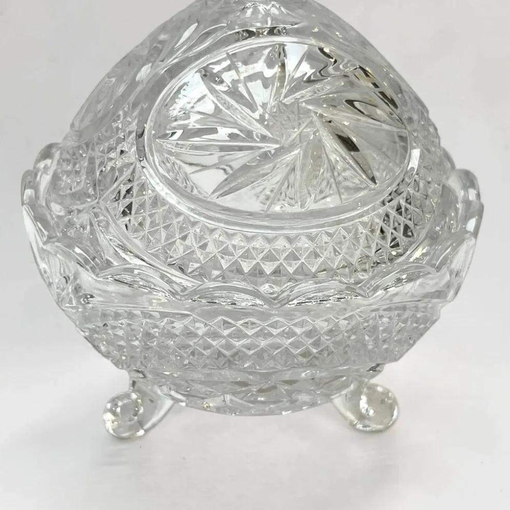 sucrier en cristal taillé avec couvercle Motif Pinwheel bonbonnière cristal