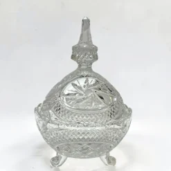 sucrier en cristal taillé avec couvercle Motif Pinwheel bonbonnière cristal