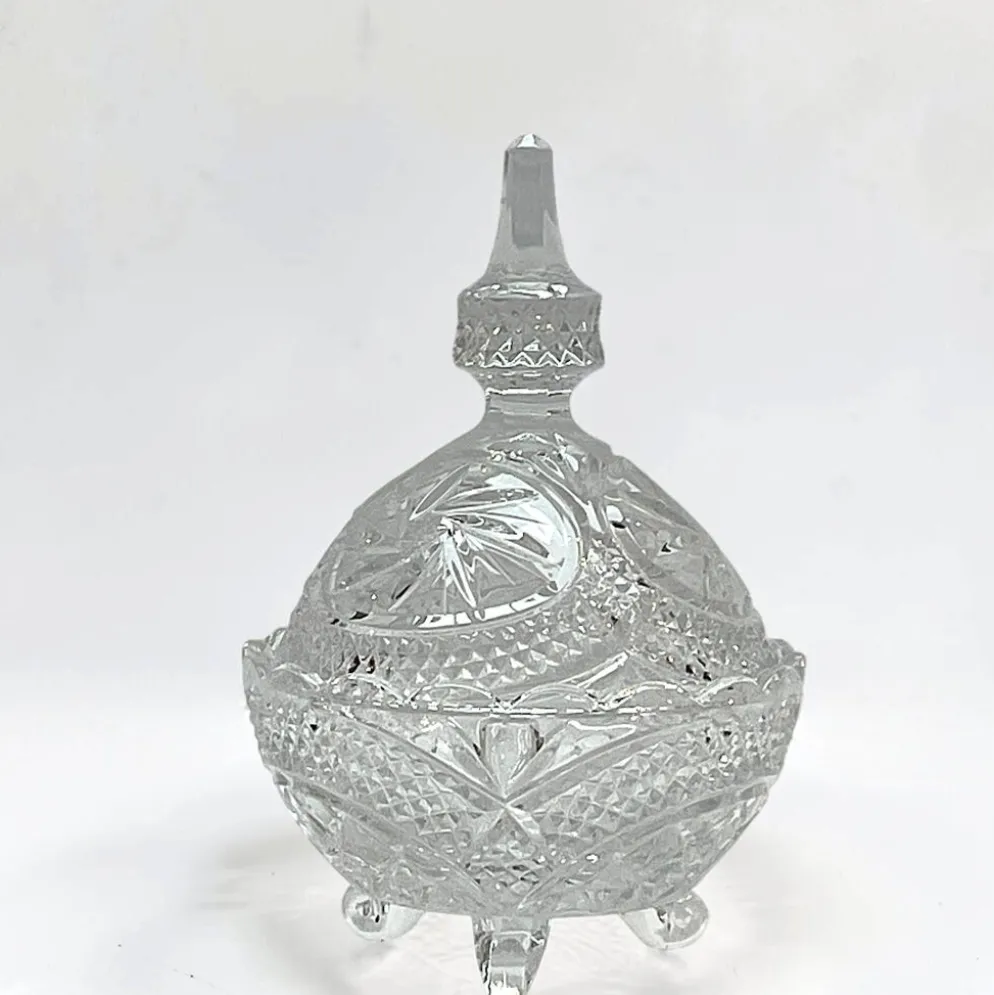 sucrier en cristal taillé avec couvercle Motif Pinwheel bonbonnière cristal