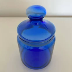 Sucrier en verre bleu
