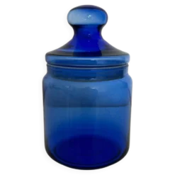 Sucrier en verre bleu