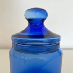 Sucrier en verre bleu
