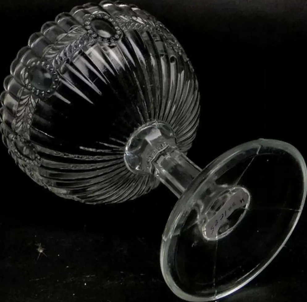 Sucrier en verre pressé en forme de panier, Ząbkowice, Pologne, années 1970