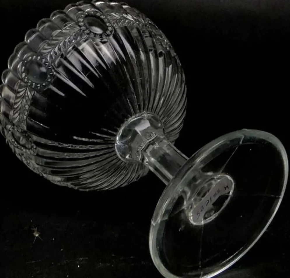 Sucrier en verre pressé en forme de panier, Ząbkowice, Pologne, années 1970