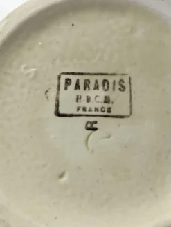 Sucrier HBCM modèle Paradis en terre de fer décor panier bleu