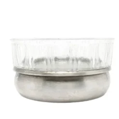 Sucrier moderne du milieu du siècle, en verre, en laiton argenté, Pologne, années 1960.