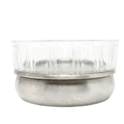 Sucrier moderne du milieu du siècle, en verre, en laiton argenté, Pologne, années 1960.