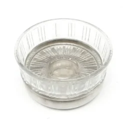 Sucrier moderne du milieu du siècle, en verre, en laiton argenté, Pologne, années 1960.