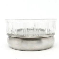 Sucrier moderne du milieu du siècle, en verre, en laiton argenté, Pologne, années 1960.