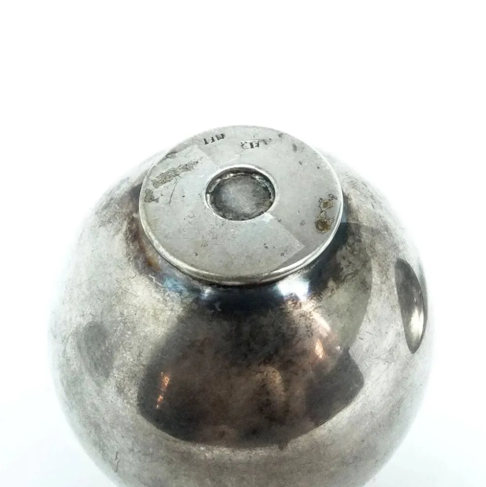 Sucrier moderne du milieu du siècle, en laiton plaqué argent, HEFRA, Pologne, années 1960.