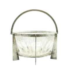 Sucrier postmoderniste, en verre, en laiton argenté, Pologne, années 1970