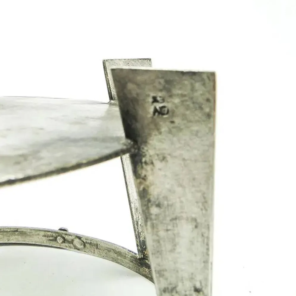 Sucrier postmoderniste, en verre, en laiton argenté, Pologne, années 1970