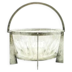 Sucrier postmoderniste, en verre, en laiton argenté, Pologne, années 1970