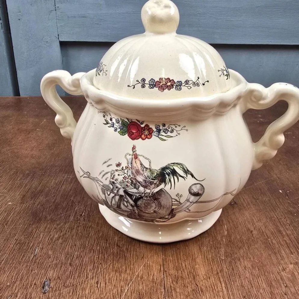 Sucrier Sarreguemines Obernai Henri Loux – Décor au coq