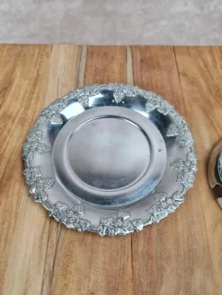 Sucrier vintage cobalt & métal chromé – forme poire