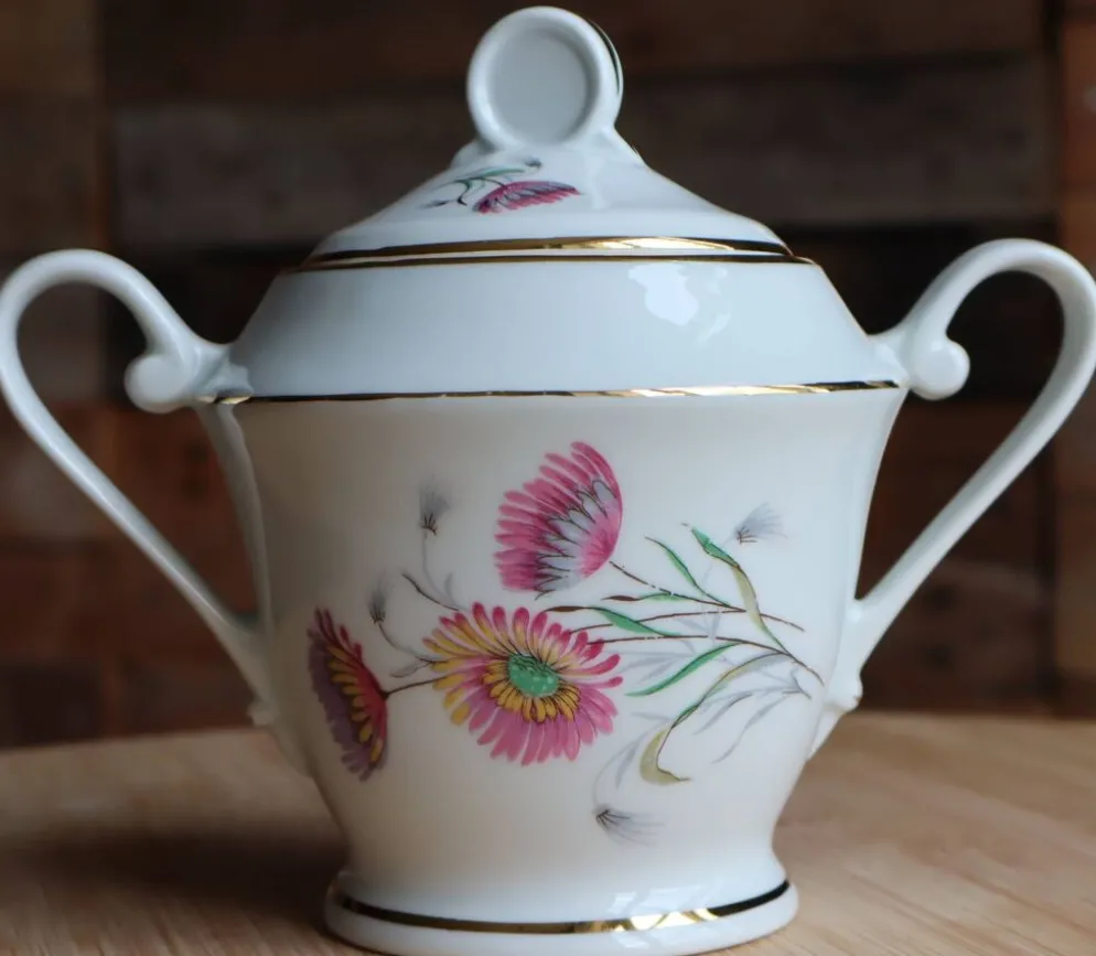 Sucrier vintage en porcelaine fine - M&S Fabriqué en Berry Pâte de Limoges
