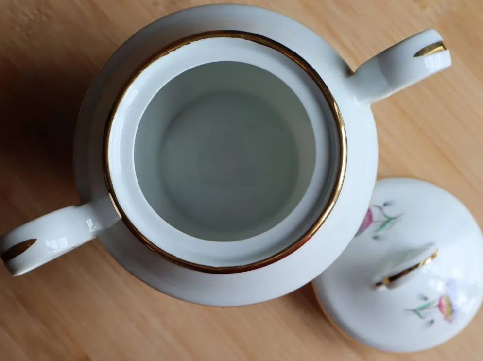 Sucrier vintage en porcelaine fine - M&S Fabriqué en Berry Pâte de Limoges