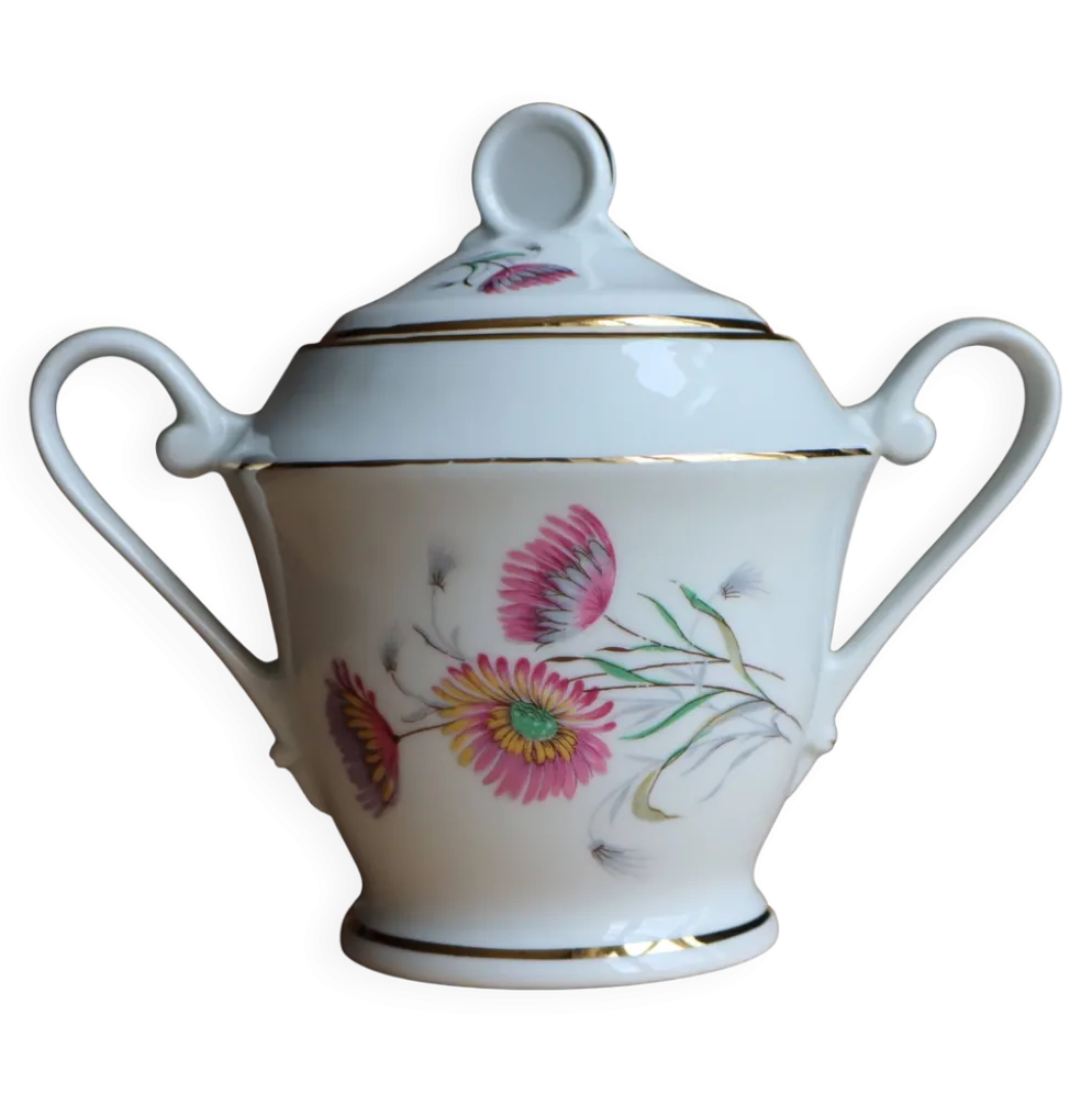 Sucrier vintage en porcelaine fine - M&S Fabriqué en Berry Pâte de Limoges