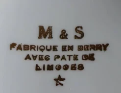 Sucrier vintage en porcelaine fine - M&S Fabriqué en Berry Pâte de Limoges