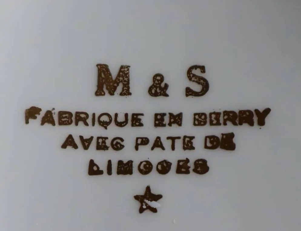 Sucrier vintage en porcelaine fine - M&S Fabriqué en Berry Pâte de Limoges