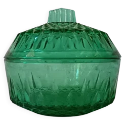 Sucrier vintage en verre vert émeraude, Arcoroc France