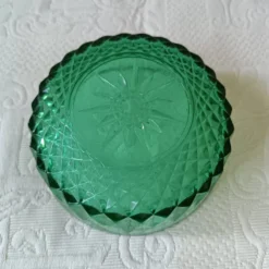 Sucrier vintage en verre vert émeraude, Arcoroc France