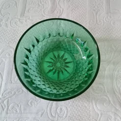 Sucrier vintage en verre vert émeraude, Arcoroc France