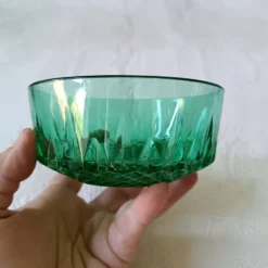 Sucrier vintage en verre vert émeraude, Arcoroc France
