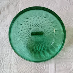 Sucrier vintage en verre vert émeraude, Arcoroc France
