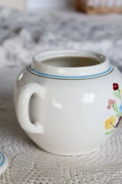 Sucrier vintage faïence Salins - Motif fleuri