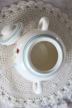 Sucrier vintage faïence Salins - Motif fleuri