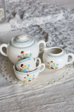 Sucrier vintage faïence Salins - Motif fleuri