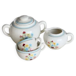 Sucrier vintage faïence Salins - Motif fleuri