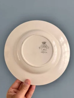 Suite de 12 assiettes creuses 1900 « Janina » Longwy