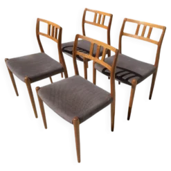 Suite de 4 chaises Niels Otto Møller modèle 79 en teck – J.L. Møllers