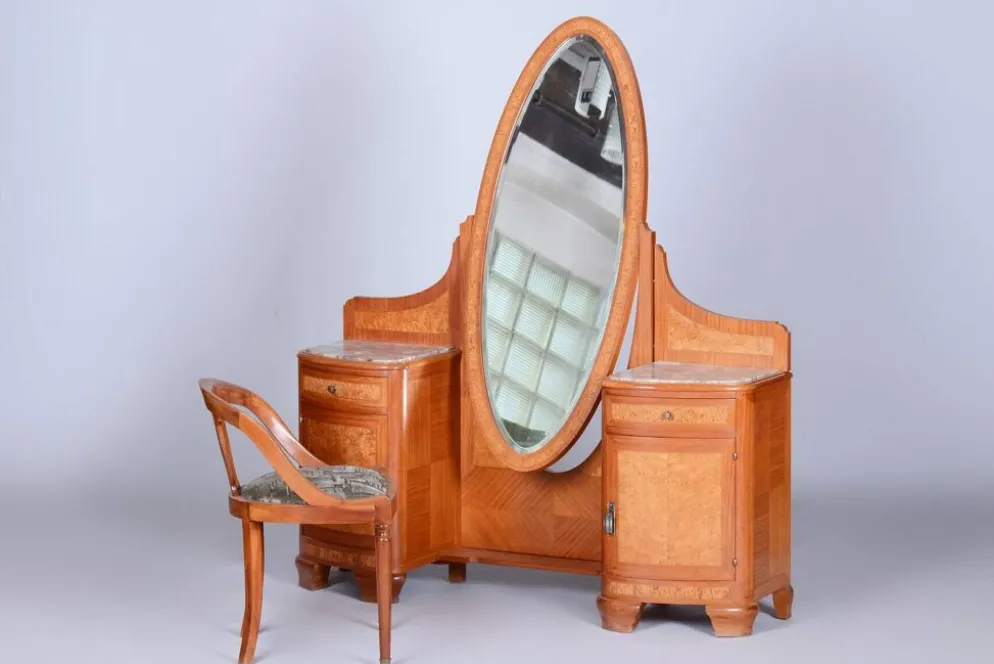 Suite de chambre Art Déco de Louis Majorelle, France, années 1930, ensemble de 8.