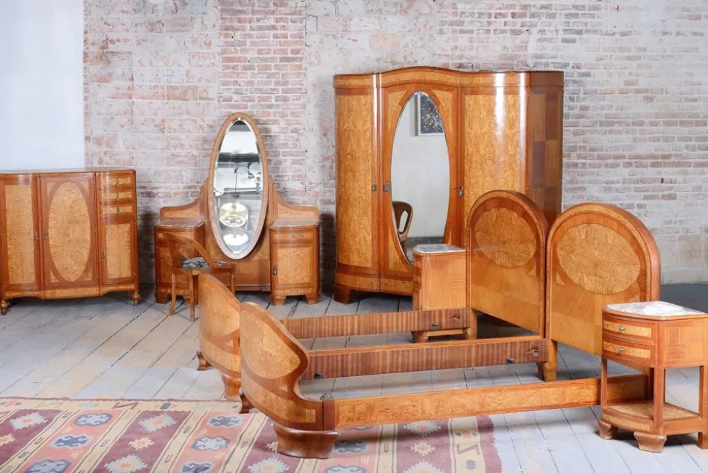 Suite de chambre Art Déco de Louis Majorelle, France, années 1930, ensemble de 8.