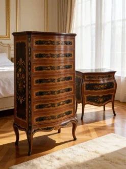Suite de chambre en bois incrusté de style italien du milieu du siècle, par Pacifici Prete, Rome