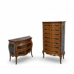 Suite de chambre en bois incrusté de style italien du milieu du siècle, par Pacifici Prete, Rome