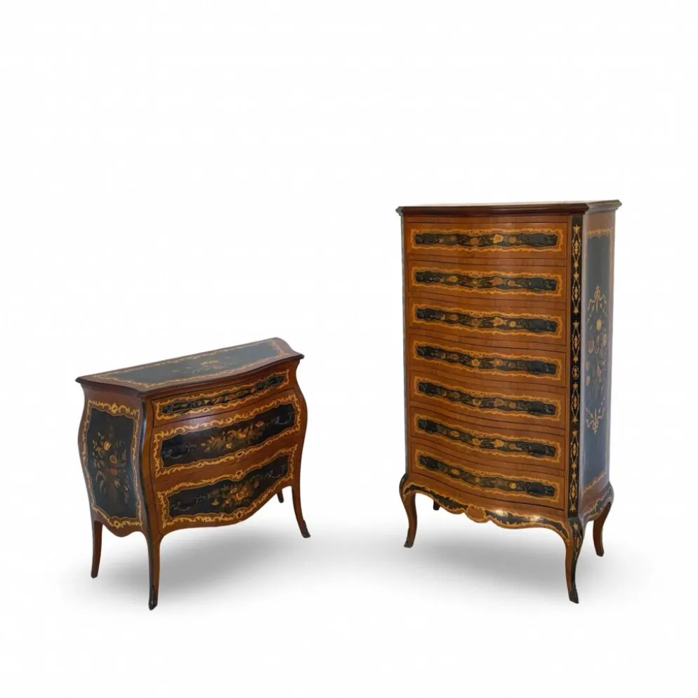 Suite de chambre en bois incrusté de style italien du milieu du siècle, par Pacifici Prete, Rome