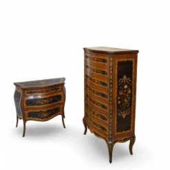 Suite de chambre en bois incrusté de style italien du milieu du siècle, par Pacifici Prete, Rome
