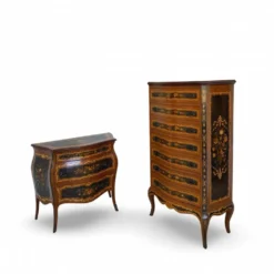 Suite de chambre en bois incrusté de style italien du milieu du siècle, par Pacifici Prete, Rome