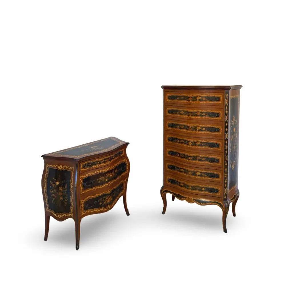 Suite de chambre en bois incrusté de style italien du milieu du siècle, par Pacifici Prete, Rome